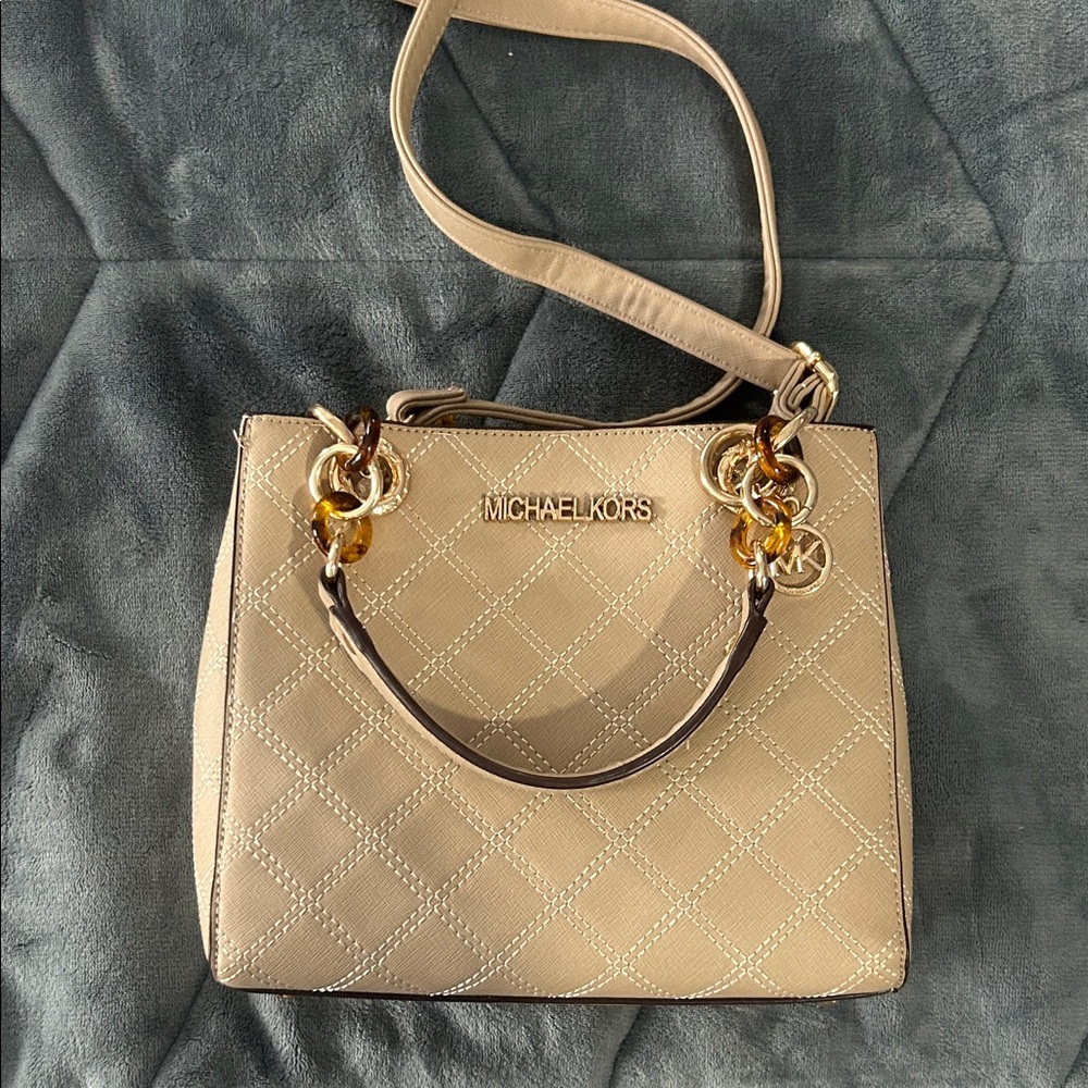 Michael Kors Tan Quilted Shoulder Bag